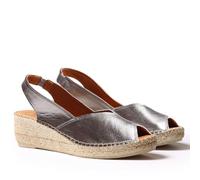 Toni Pons Women's Leather Wedge Espadrille - BERNIA-P - Steel, 7 UK - 40 EU