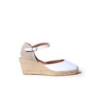 Toni Pons Women's Leather Wedge Espadrille - Costa-5 - White, 3 UK - 36 EU