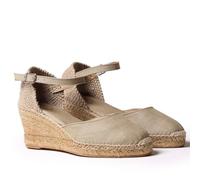 Toni Pons Women's Linen Espadrille - CALDES - Stone, 10 UK - 44 EU