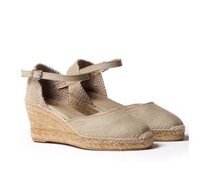 Toni Pons Women's Linen Espadrille - CALDES - Stone, 7 UK - 40 EU