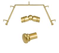 TONIAL Bay Window Curtain Rods, 32-86 Inch Center Rod, 20 to 82 Inch Side Rods, 3/4 Inch Decorative Drapery Rods with Small Cap Finial, Gold