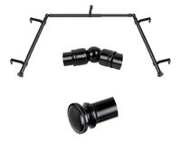 TONIAL Bay Window Curtain Rods, 32 to 86 Inch Center Rod, 32 to 58 Inch Side Rods, 3/4 Inch Decorative Drapery Rods with Small Cap Finial, Black