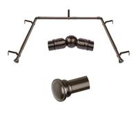 TONIAL Bay Window Curtain Rods, 36 to 72 Inch Center Rod, 20 to 36 Inch Side Rods, 3/4 Inch Decorative Drapery Rods with Small Cap Finial, Bronze