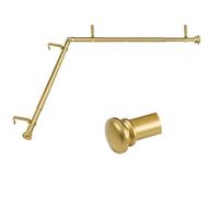 TONIAL Corner Curtain Rods, 32-86 Inch Center Rod for window, 20-82 Inch Side Rods for windows 3/4 Inch Decorative Drapery Rods with Small Cap Finial, Gold