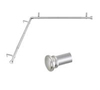 TONIAL Corner Window Curtain Rods, 32-86 Inch Center Rod, 20-82 Inch Side Rod 3/4 Inch Decorative Drapery Rods with Small Cap Finial, Silver