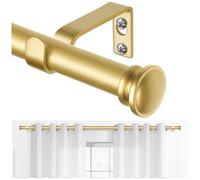 TONIAL Curtain Rod 32 to 115 Inch, Telescoping Splicing 3/4 Drapery Rods for Windows Decorative Single Rod with Small Cap End, Antique Gold