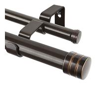TONIAL1 Inch Double Curtain Rods 36 to 72 Inch (3 to 6 ft), Heavy Duty Decorative Drapery Rod for Windows 24 to 68 Inch (6 to 5.7 ft) with Classic Cap Finial, Bronze