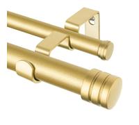 TONIAL1 Inch Double Curtain Rods for Windows 66 to 120 Inches, Heavy Duty Decorative Drapery Rod 32 to 144 Inches with Classic Cap Finial, Gold