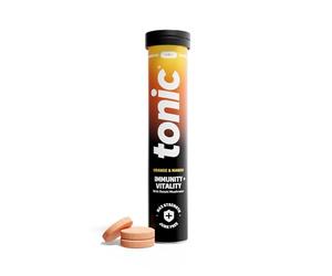 Tonic Health Daily Immunity Tablets - 4-in-1 Effervescent Multivitamins, Minerals & Phytonutrients - Vitamin D, Vitamin C and Zinc - Vegan,No Sugar- Max Strength, Orange, Mango, Passionfruit, 20 Count