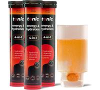 Tonic Health Energy and Hydration Tablets - 15 Vitamins, Minerals, Plants with Panax Ginseng, No Sugar Effervescent Multivitamins - Rehydration Electrolytes Tablets, Blood Orange 60 Count