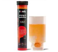 Tonic Health Energy and Hydration Tablets - 15 Vitamins, Minerals, Plants with Panax Ginseng, No Sugar Effervescent Multivitamins - Rehydration Electrolytes Tablets, Blood Orange 20 Count