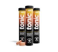 Tonic Health Immunity & Vitality Tablets - 4-in-1 Effervescent Multivitamins and Nutrients - Vitamin D, Vitamin C and Zinc - Vegan, No Sugar- Max Strength Tablets, Orange & Mango, 60 Count
