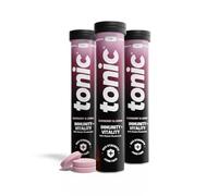Tonic Health Immunity & Vitality Tablets - 4-in-1 Effervescent Multivitamins and Nutrients - Vitamin D, Vitamin C and Zinc - Vegan, No Sugar- Max Strength Tablets, Raspberry & Lemon, 60 Count