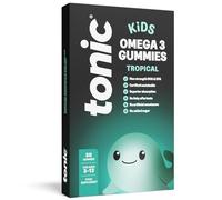 Tonic Health Kids Omega 3 Gummies - No Fishy Taste - 30 Sugar Free Tropical Gummies Max-Strength DHA & EPA Wild-Caught & Sustainably Sourced Supports Brain Vision & Heart Health