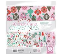 Tonic Studios A Candy Cane Christmas Art Pad | Luxury 200GSM Sheets | Double-Sided with Silver Foiling & Ephemera Tags | 12'' X 12''