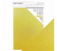 Tonic Studios Craft Perfect Glitter Card A4-5 Sheets Sherbert Lemon - 250 GSM Cardstock for Die Cutting, Card Making, Scrapbooking & Crafts