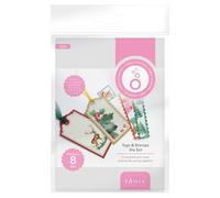 Tonic Studios Tags & Stamps Die Set - 5523E | Includes 8 Thin Dies | Perfect for Card Making and Craft Projects