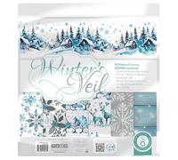 Tonic Studios Winter's Veil 12" x 12" Patterned Paper Pad - 18 Double-Sided Sheets, 200GSM Luxury Cardstock with Ephemera Tags - Acid-Free Scrapbook & Papercraft Supplies