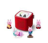 tonies Toniebox 2 Bundle Incl. 4 Tonies: Peppa Pig - George Pig, Peppa’s Bedtime Stories, Peppa Pig - Learn with Peppa, Peppa Pig - On the Road with Peppa, Sunset Red