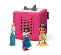 Toniebox Audio Player Starter Set with Moana, Elsa, and Mirabel (Encanto) - Listen, Learn, and Play with One Huggable Little Box - Pink