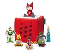 tonies Disney and Pixar Red Toniebox Starter Set Bundle with 5 Characters including Disney Frozen Elsa, Jungle Book, Aladdin, Winnie the Pooh, Toy Story, tablet free toys for kids