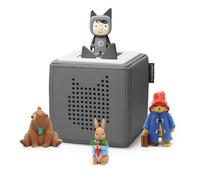 tonies Grey Toniebox Bundle Incl. 1 Creative Tonie and 3 Tonie Characters, Paddington, Peter Rabbit, We're going on a bear hunt, Screen-Free Music Player for Kids, Early Development & Activity Toys