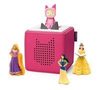 tonies Pink Toniebox Starter Set Disney Bundle with 1 Creative Tonie and 3 Disney Tonie Characters, Beauty and the Beast, Mulan, Tangled