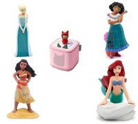Tonies Toniebox 2 Starter Set (Cloud Pink) with Disney's Frozen Elsa, Encanto, Moana & The Little Mermaid Audio Figure Bundle