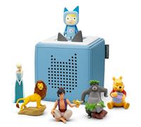 tonies Toniebox Disney Mega Bundle Inc 1 Creative 5 Lion King, Aladdin, Jungle Book, Winnie The Pooh, and Frozen, Kid's Gifts, Screen-Free Music Player for Kids, Learning Toys, Light Blue