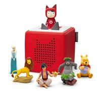 tonies Toniebox Disney Mega Bundle Incl. 1 Creative 5 The Lion King, Aladdin, Jungle Book, Winnie The Pooh, and Frozen, Kid's Gifts, Screen-Free Music Player for Kids, Learning Toys, Red
