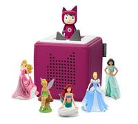 tonies Ultimate Disney Princess Purple Toniebox Starter Set Bundle with 1 Creative Tonie, Jasmine, Tinker Bell, Cinderella, Beauty and the Beast and The Little Mermaid Tonie Characters