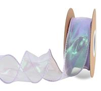 TONIFUL 1-1/2 Inch Wide Laser Light Purple Violet Wired Chiffon Ribbon Shimmer Sheer Organza Ribbons for Crafts Floral Bouquets Wedding Party Decorations Valentine's Day Gift Wrapping Bow Making(10yd)