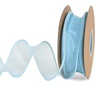 TONIFUL 1-1/2 Inch Wide Light Sky Blue Wired Chiffon Ribbon Sheer Organza Ribbons for Crafts Floral Bouquets Wedding Car Party Decorations Valentine's Day Gift Wrapping Bow Making Tree Wreaths
