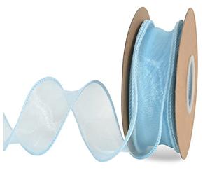 TONIFUL 1-1/2 Inch Wide Light Sky Blue Wired Chiffon Ribbon Sheer Organza Ribbons for Crafts Floral Bouquets Wedding Car Party Decorations Valentine's Day Gift Wrapping Bow Making Tree Wreaths