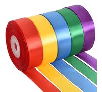TONIFUL 1 Inch x 125 Yards 5 Colors Satin Ribbon Rolls, Mixed Bright Dark Gorgeous Color Set Fabric Ribbon for Gift Wrapping Embellish Wedding Birthday Party Decoration Bow Making Floral Craft Sewing