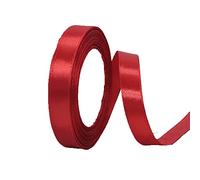 TONIFUL 15mm X 22M Dark Red Satin Valentine's Day Ribbon Wide Solid Fabric Ribbons for Wedding Car Cutting Ceremony Grand Opening Chair Sash Hair Sewing Craft Gift Wrapping Wedding Party Decoration