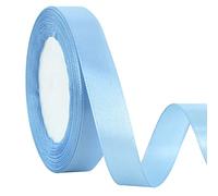 TONIFUL 15mm X 22M Light Blue Satin Ribbon Wide Solid Fabric Ribbons for Wedding Car Cutting Ceremony Grand Opening Chair Sash Hair Sewing Craft Gift Wrapping Wedding Party Decoration