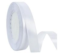 TONIFUL 15mm X 22M White Satin Ribbon Wide Solid Fabric Ribbons for Wedding Car Cutting Ceremony Grand Opening Chair Sash Hair Sewing Craft Gift Wrapping Wedding Party Decoration