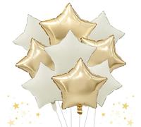TONIFUL 15Pcs 18 Inch Large Cream White Champagne Gold Star Shape Foil Balloons Big Laser Stars Helium Mylar Ballons for Birthday Wedding Bridal Shower Anniversary Engagement Party Decorations Sup