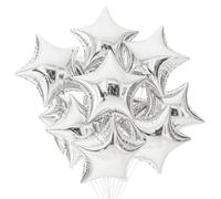 TONIFUL 15Pcs 18 Inch Large Silver Star Shape Foil Balloons Big Silver Stars Helium Mylar Ballons for Birthday Wedding Baby Shower Anniversary Engagement Party Decorations Supplies