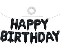 TONIFUL 16 Inch Black Happy Birthday Balloons Banner Decorations