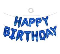 TONIFUL 16 Inch Blue Happy Birthday Balloons Banner Decorations