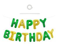 TONIFUL 16 Inch Green Gold Happy Birthday Balloons Banner Decorations