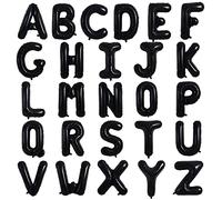 TONIFUL 16 Inch Letter Balloons 52 Pieces Black Letter A-Z Balloons,Custom Phrase Mylar Foil Alphabet Letter DIY Personalized Phrase Banner for Birthday Anniversary Celebration Graduation Party