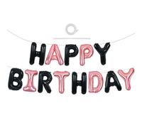 TONIFUL 16 Inch Letter Balloons Black Rose Gold Happy Birthday Banner 16 Inch Mylar Foil Letters Birthday Sign Banner Bunting Reusable for Kids & Adults Decorations and Halloween Party Supplies