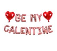 TONIFUL 16 Inch Rose Gold BE MY GALENTINE Letter with 2pcs 17Inch Heart Balloons Foil Alphabet Women Friends Banner for Valentine's Day Galentine's Day Women's Day party Ladies Girls Party Supplies