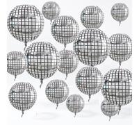 TONIFUL 16Pcs Large Disco 4D Giant Round Foil Balloon 4D Mirror Metallic Mylar Sephere Balloons for Christmas New Year Birthday Party Graduation Wedding Baby Shower Decoration Supplies(Mix Sizes)