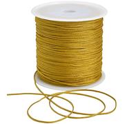 TONIFUL 1mm x 100 Yards Gold Nylon Cord Satin String for Bracelet Jewelry Making Rattail Macrame Waxed Trim Cord Necklace Bulk Beading Thread Kumihimo Chinese Knot Craft