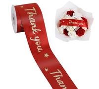 TONIFUL 2 Inch Glitter Satin Ribbon with Printed Thank You, 10 Yards Rust Ribbon for Gift Wrapping, Party Supplies, Floral Arrangements, Baking, Thanksgiving Day and Holiday Party Decoration