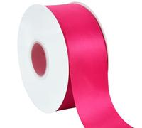 TONIFUL 2 Inch x 50yd Hot Pink Satin Ribbon Wide Solid Fabric Ribbon for Gift Wrapping, Floral Bouquets, Bows and Craft Making, Christmas Valentines Birthday Wedding and Party Decoration